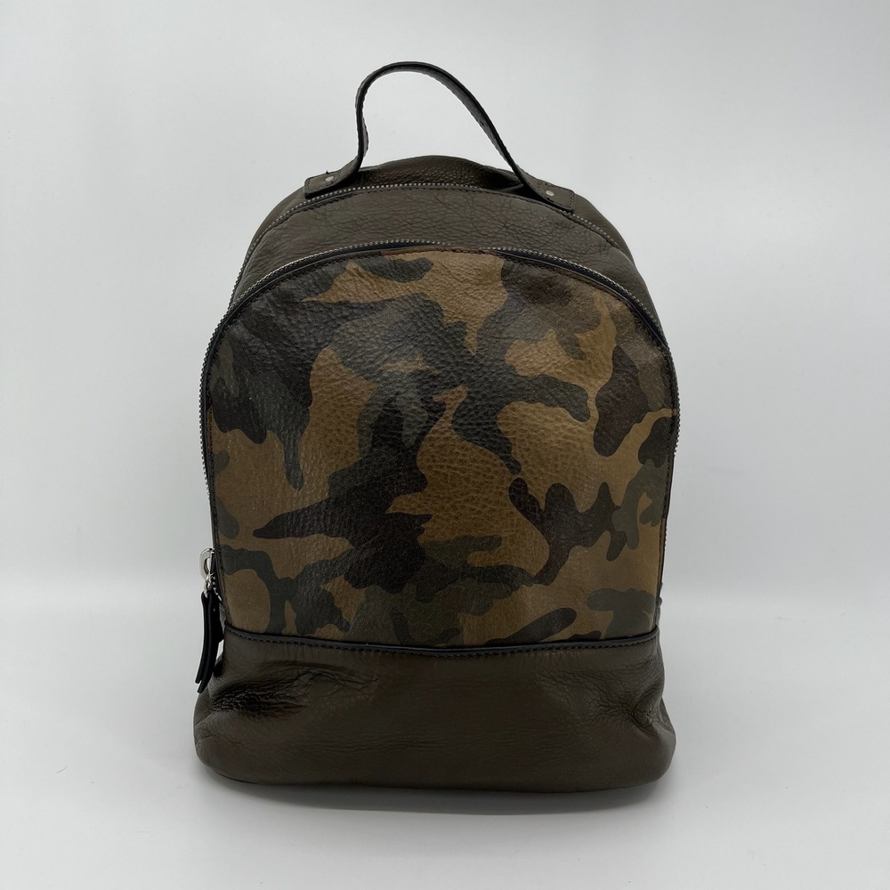 Margot Backpack Purse Leather Camo Olive Green Double Zip Casual Travel Bag